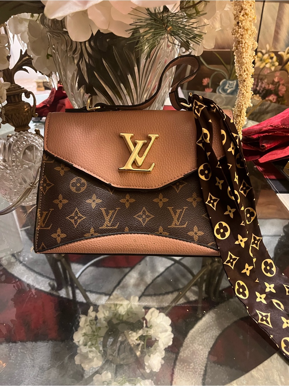 ❣️Designer Monogram Brown & Tan Crossbody with Gold Hardware💞